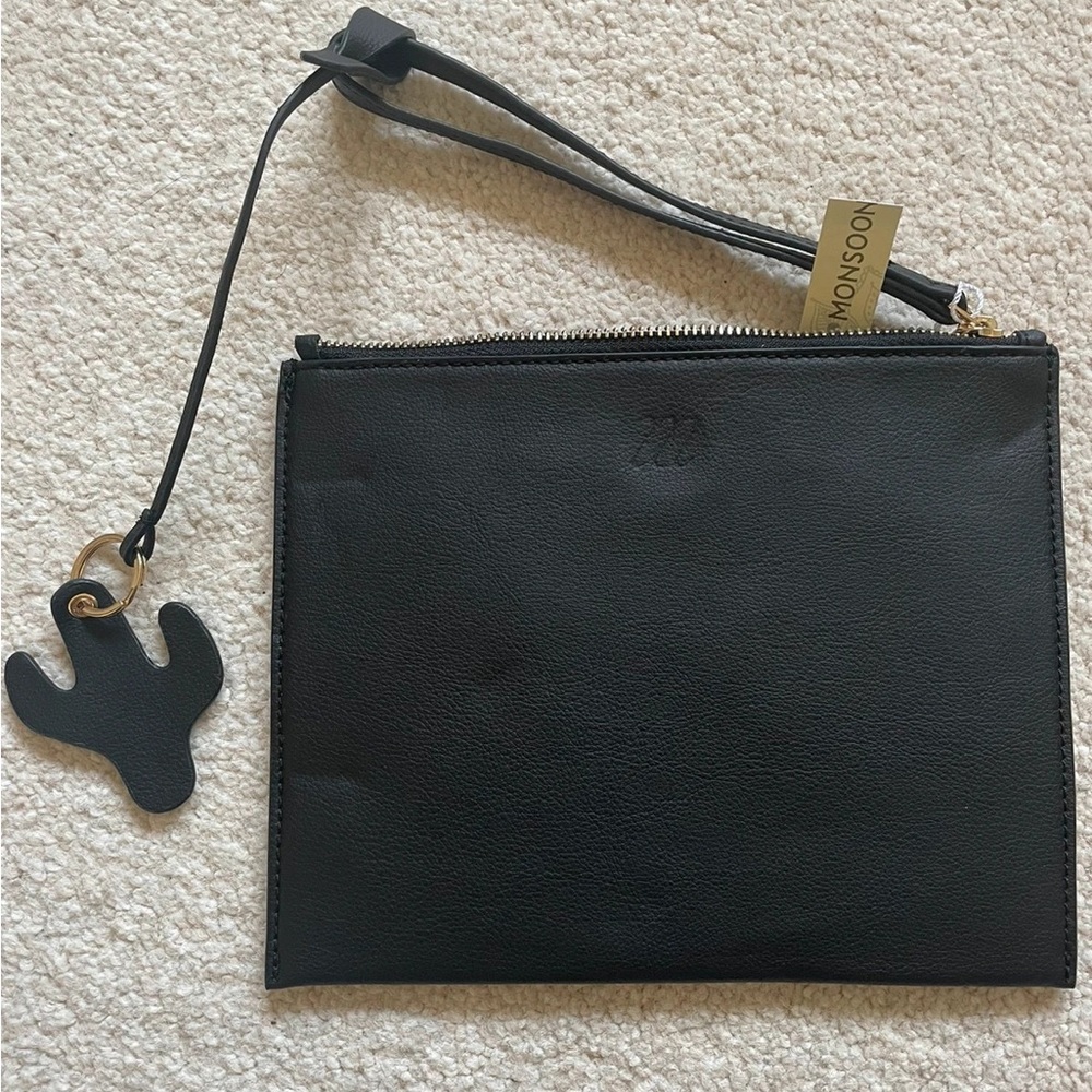 Monsoon cactus leather clutch bag